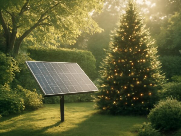 Adventsdeko draußen Eingang mit Lichterkette