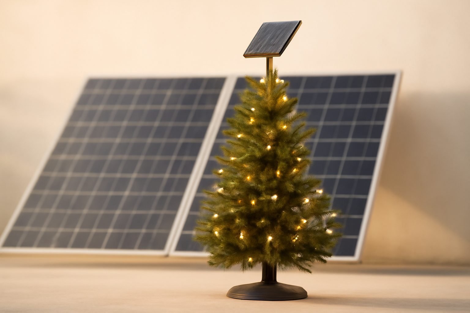 Beleuchteter Weihnachtsbaum im Garten Stromkosten
