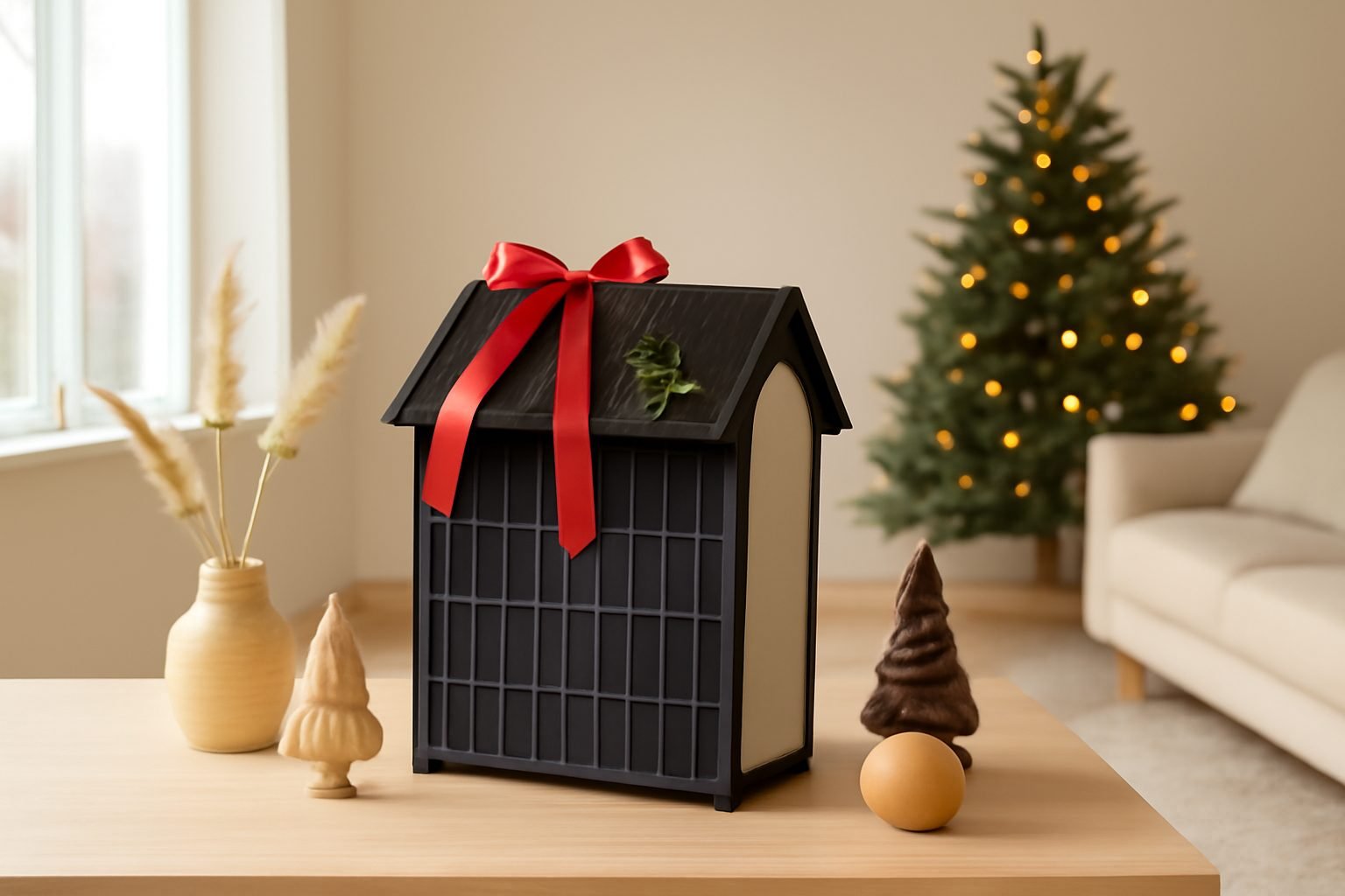 Skandinavische Weihnachtsdeko mit Lichterkette