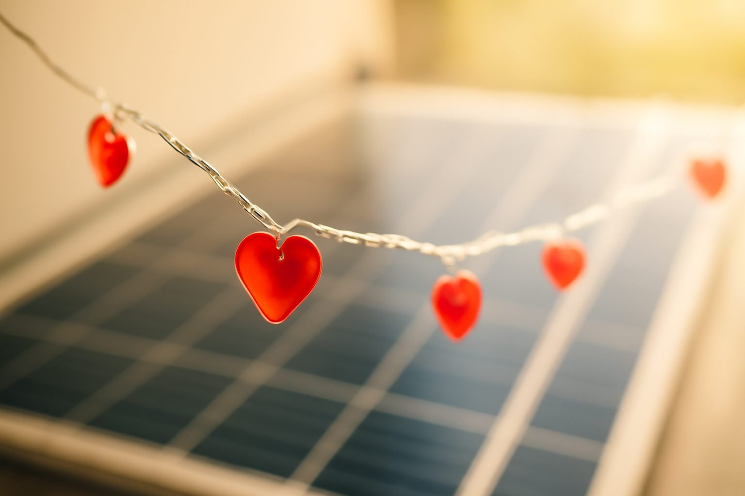 Valentinstag Dekoration mit Lichterkette